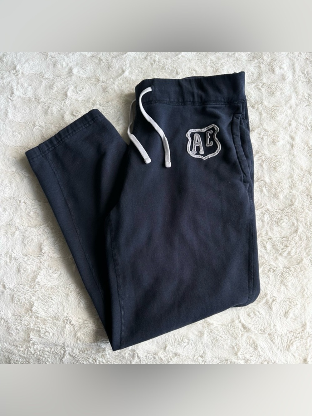 American Eagle Sweatpants Mens Medium 36x28 Navy Drawstring Logo AE Y2K Straight